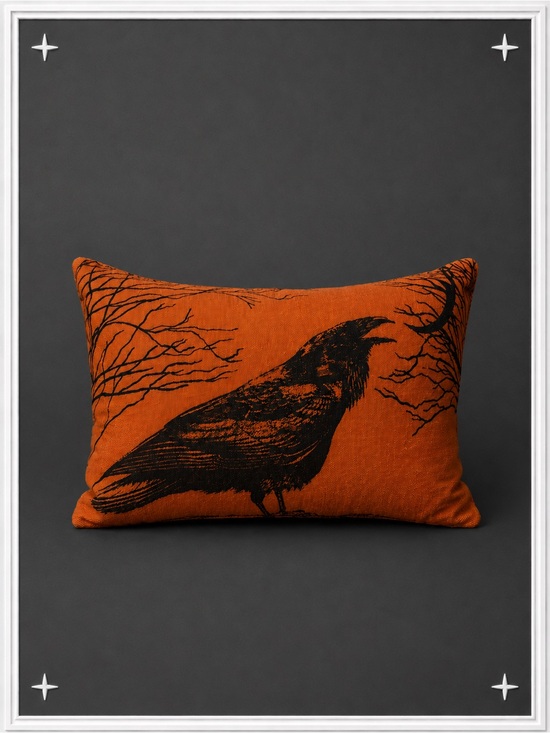 Other - Vintage Orange/Black Raven Throw Pillow